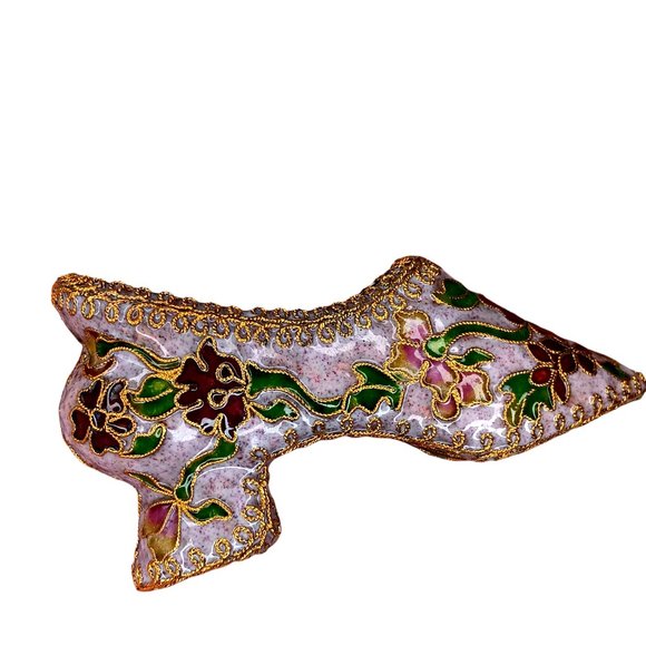 Enameled Cloisonne Style Vintage Shoe Ornament Purple - Picture 8 of 12
